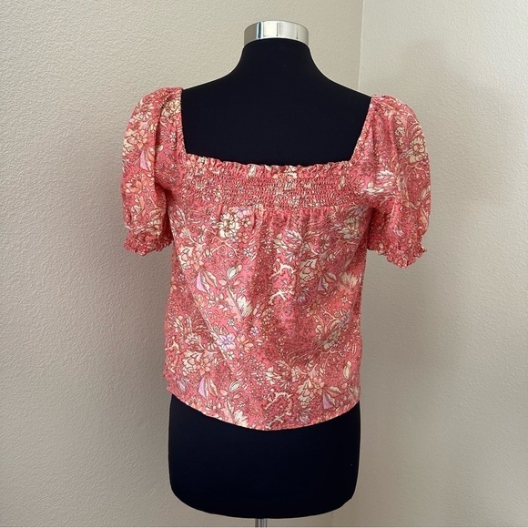J Crew Squareneck puff-sleeve cotton-blend voile top in bouquet block print - Picture 8 of 11